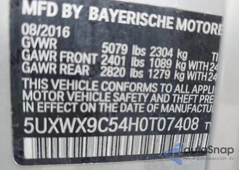 2017 BMW X3 xDrive28I z USA, uszkodzony, nr VIN 5UXWX9C54H0T07408